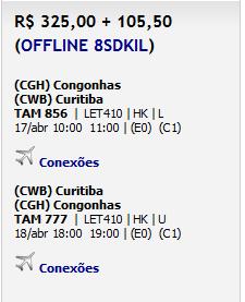 (exceto quando os vôos possuem conexão ou escala) Tipo de faturamento: Tipo de faturamento escolhido no momento da abertura da OS.