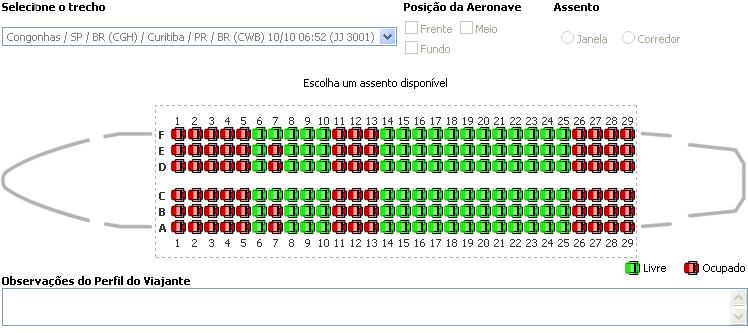 Caso as informações sobre preferência do usuário referente a assentos estiverem cadastrado no perfil do viajante, este fica selecionado na tela para auxiliar na reserva. 23.