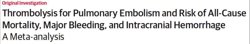 16 estudos=2115 pc 8 estudos=1775 pacientes com TEP submaciço Redução de Mortalidade por