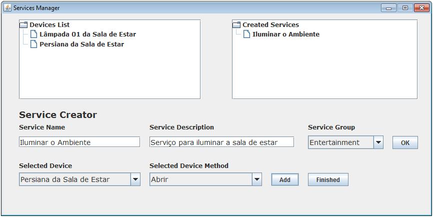 123 Figura 4.26 Interface de gerenciamento de serviços. Conforme pode ser observado na Figura 4.