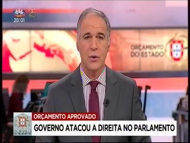 A13 SIC Duração: 00:02:37 OCS: SIC - Jornal da Noite ID: 72422041 27-11-2017 20:01 OE2018 aprovado - Governo atacou