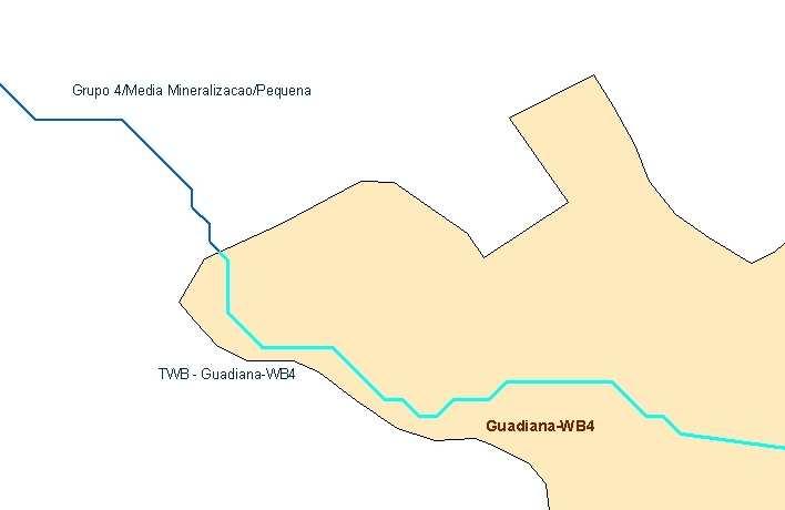 Sentido do escoamento Figura 20. Exemplo de representação da rede hidrográfica sobre massas de água Rios e de Transição.