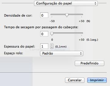 Seleção das configurações de papel - OS X Se estiver usando papel que não seja da Epson e precise aperfeiçoar a qualidade de impressão, selecione Contr. avanç. papel no menu suspenso.