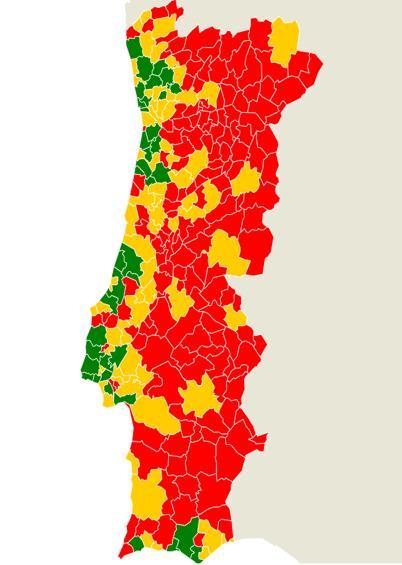 Território economicamente desfavorecido (lista de concelhos disponível no anexo 5 do regulamento) Legenda: [1;2.