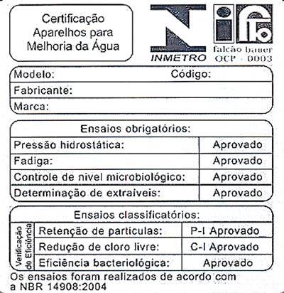 Modelo do Selo: Certificação Aparelhos para Melhoria da Água 6 Obrigações e responsabilidades da contratada 6.1.