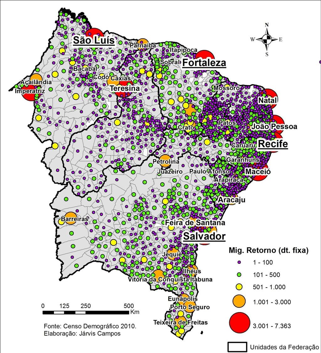 Mapa de imigrantes de retorno por data