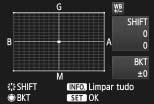 u Correcção de Balanço de BrancosN Variação Automática do Balanço de Brancos Num único disparo é possível gravar simultaneamente três imagens com balanços de cor diferentes.