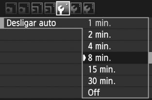 Antes de Começar 3 Definir o Tempo de Desligar/Desligar Automático Pode alterar o tempo de desligar automático para que a câmara se desligue automaticamente depois de algum tempo de inactividade.