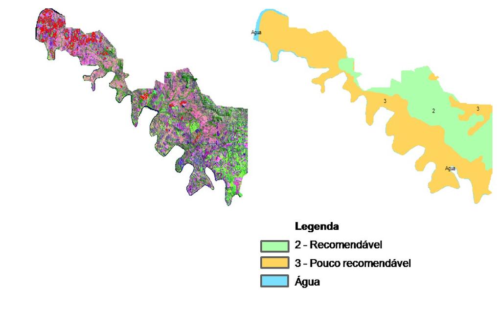 Porto Xavier apresenta a maior parte das áreas de plantio em aptidão pouco recomendável, sendo as áreas recomendáveis ao sul do município não utilizadas (Figura 1).