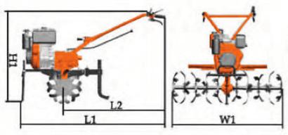 48mm W1= 750 mm Motocultivador (Tratorito) a DIESEL TD418135 Velocidade na transmissão