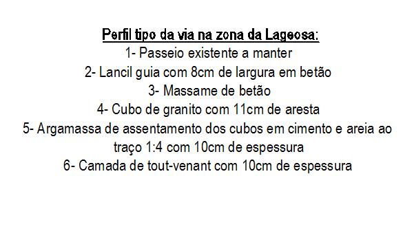 Figura 12 - Pormenor do perfil tipo da via na zona da Lageosa, Projecto de