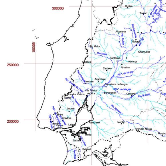 Ilustração 1 Extracto da Carta de Hidrografia e massas de água Fonte: Plano de Bacia Hidrográfica do Rio Tejo, 2001 2.