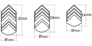 uso: na ponta da gola, do lado esquerdo, da blusa dos 4º uniformes básicos e na japona de campanha, ficando a 4/5 (quatro quintos) do comprimento da japona, a partir da bainha inferior, tangenciando