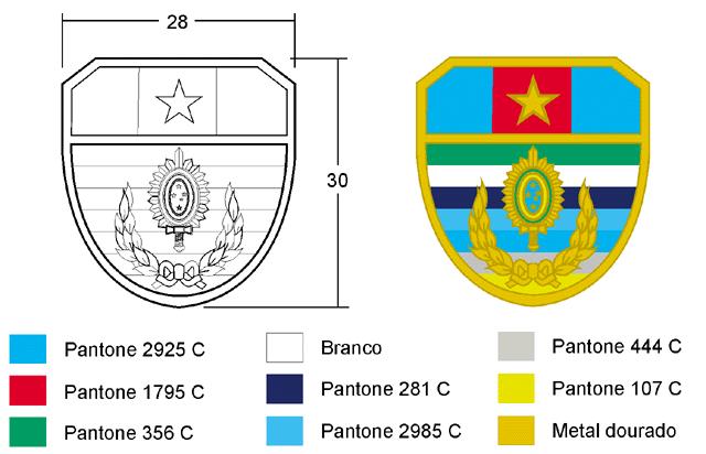 O distintivo do Curso de Formação de Oficiais da Escola de Administração do Exército é usado de acordo com as seguintes prescrições: Fig 140 I - sobre o macho do bolso superior direito da túnica dos