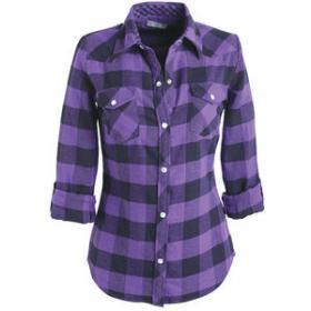 Camisete Xadrez CR Valor: 90,00 Camisete Feminino da Cláudia Rabelo Com botões e bolsos frontais, meia manga; Cor: Xadrez lilás com roxo; Pano: Tricoline, flanela; Tamanho: Tamanho