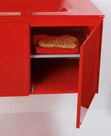 Furniture in MDF lacquered red gloss with 2 doors.