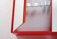 Furniture support in MDF lacquered red gloss with 2 drawers.