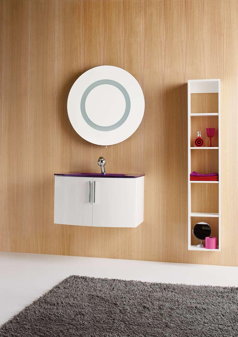 EVOLUTION Moon Móvel em MDF lacado branco brilho com 2 portas. Auxiliar em MDF lacado branco.