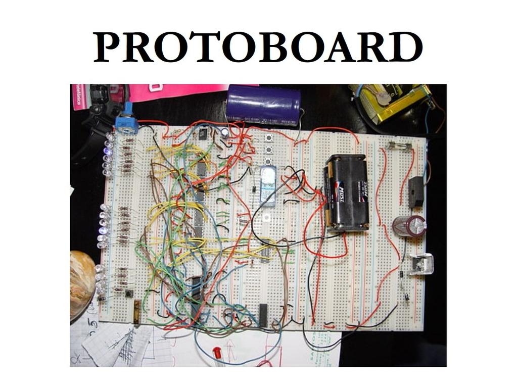 O protoboard é um dispositivo que nos permite montar qualquer circuito sem ter que SOLDAR os componentes numa placa de circuito impresso.