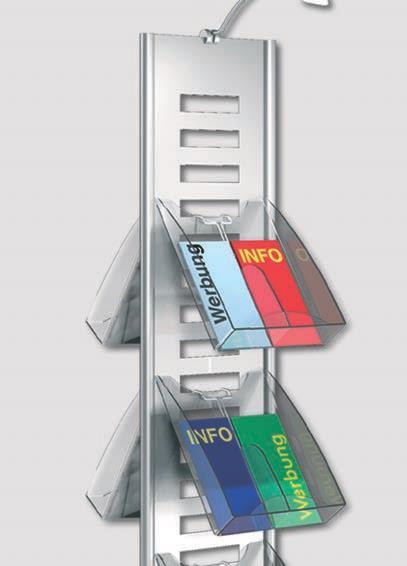 As bandejas sao para formato A4 ou em combinação com uma divisoria para formato 1/3 A4.