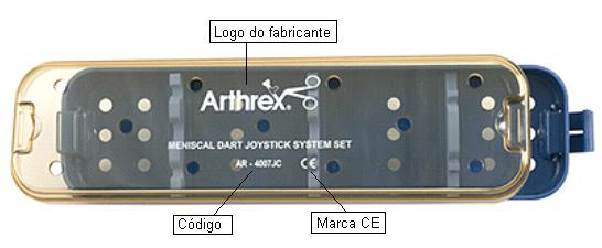 Localização da marcação nas caixas: logo do fabricante, código e marca CE.