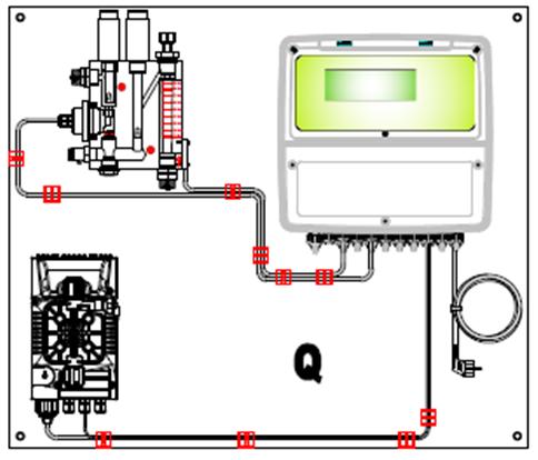 CONTROLO CLORO Série HELIOS-05 Cl CARACTERÍSTICAS: Painel digital composto: 1 bomba dispensadora eletromagnética analógica multifunções AT-AM 2 Proporcional