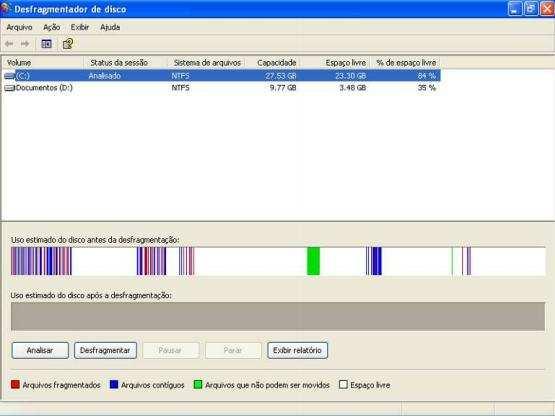 botão Desfragmentar.