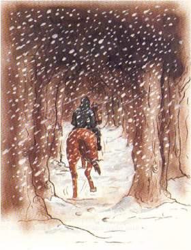 Mas o Cavaleiro sorriu e respondeu: Não sabes que na noite de Natal as feras não atacam o homem? E tendo dito isto levantou-se, despediu-se dos lenhadores, montou a cavalo e seguiu o seu caminho.