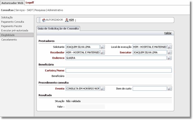 AUTORIZADOR WEB.13.. Figura 11 - Guia de Solicitação de Consulta.