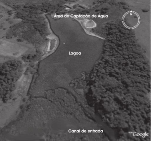 SANTOS, Figura 1 Imagem de satélite da Lagoa de Captação de Água do DAE no município de Bauru-SP (GOOGLE EARTH, 2006).