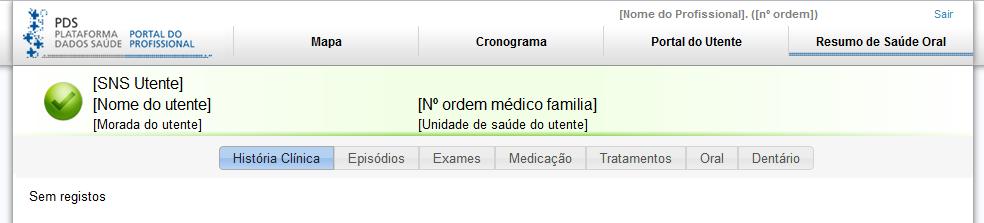 4. RESUMO DE SAÚDE ORAL Manual do Utilizador Os dados de resumo dos cheques dentistas podem ser consultados nesta área 1 2 FIGURA 15 - RESUMO DE SAÚDE ORAL Esta área é dividida nas seguintes secções: