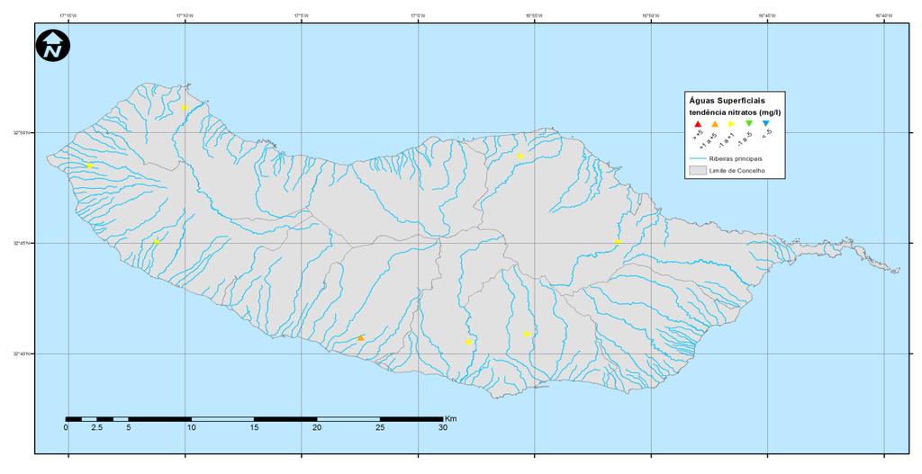 Figura 17 Madeira - Tendência da Concentração de Nitratos nas Águas Superficiais Interiores Média