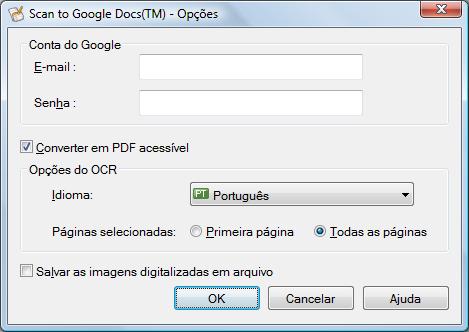 Usando o ScanSnap com o Quick menu (Windows) Preferências As configurações relacionadas ao [Scan to Google Docs(TM)] podem ser alteradas. 1.