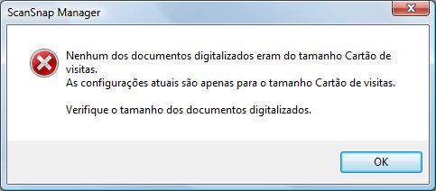 Se houver configurações não compatíveis com o CardMinder, as configurações padrão serão utilizadas.