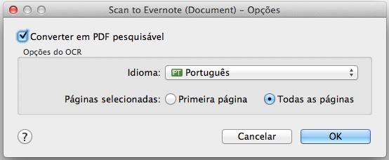 Usando o ScanSnap com o Quick menu (Mac OS) Preferências As configurações relacionadas ao [Scan to Evernote (Document)] podem ser alteradas. 1.