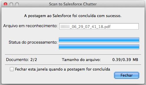 Usando o ScanSnap com o Quick menu (Mac OS) 6. Clique o botão [Postar]. O arquivo será postado ao Salesforce Chatter.