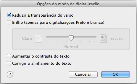 Criando imagens digitalizadas de acordo com as necessidades (Mac OS) 3. Marque a caixa [Reduzir a transparência do verso]. A seguinte mensagem será exibida. 4.