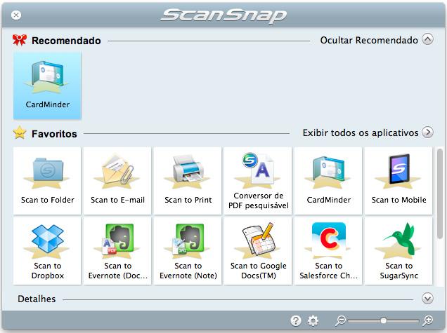 Configurando o ScanSnap Manager (Mac OS) Aplicativos recomendados Dependendo do tamanho do documento digitalizado, o ScanSnap Manager exibirá o aplicativo recomendado.