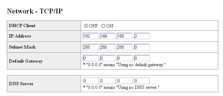 determinar o uso de liente H. ste item pode ser definido quando H lient está em OFF (desligado). efinição de fábrica: 9.68.5. ntroduza um endereço apropriado para a rede.