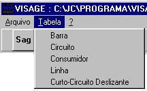 4.3.3 Visualização das Tabelas de um Banco de Dados O menu Tabela da barra de menus do VISAGE mostrado na Figura 3-18 aciona o módulo