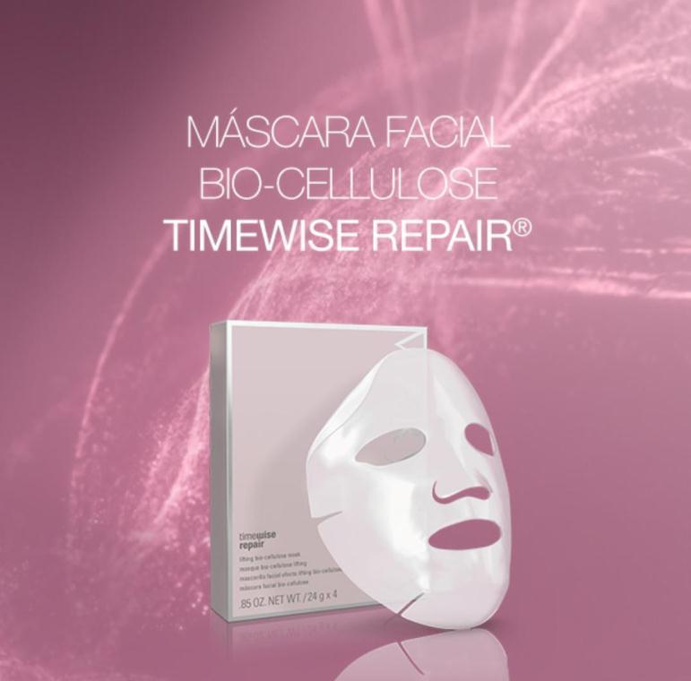 Após o Primeiro uso da Máscara Facial Bio-Cellulose TimeWise Repair : Pele visivelmente mais radiante e suave.