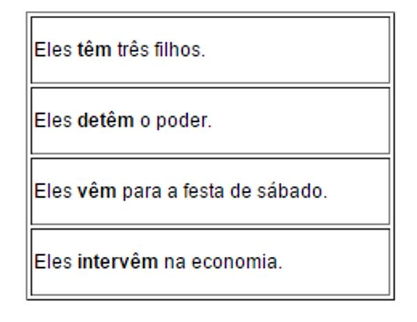 b) Nas terminações êem, que ocorrem nas formas conjugadas da terceira pessoa do plural dos verbos