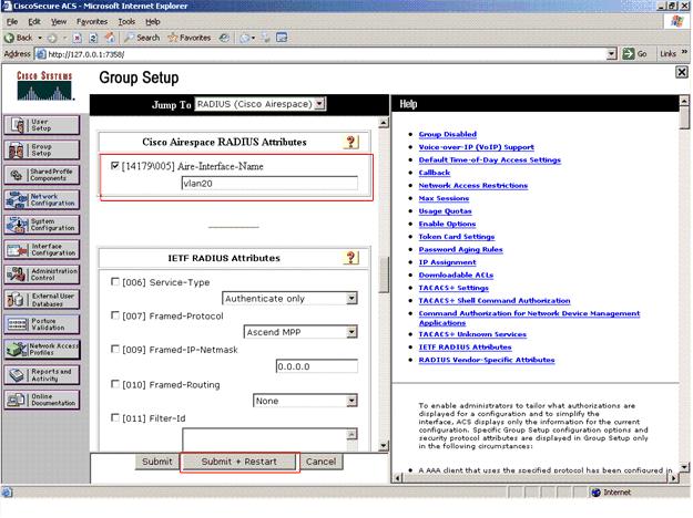 5. Clique Submit + Restart. Configurar o controlador do Wireless LAN A fim configurar o WLC para esta instalação, estas etapas devem ser executadas: 1.