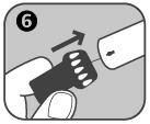 Para a tapar, encaixe a extremidade larga da tampa preta da agulha na extremidade aberta (extremidade da agulha) do Autoinjetor Anapen (conforme indicado pela seta).