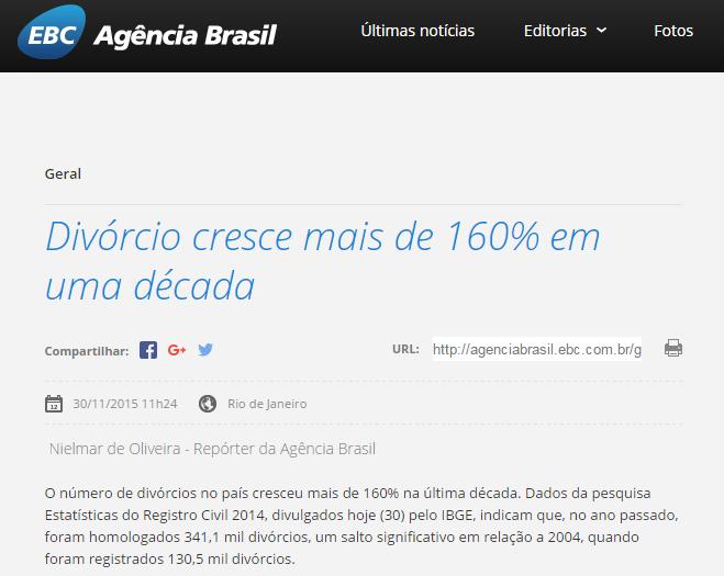 II. O QUE É A PÓS-MODERNIDADE Matéria publicada no site EBC Agência Brasil afirma que O número de divórcios no país cresceu mais de 160% na última década.