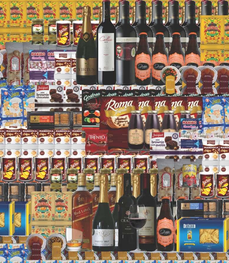 R$ 389,90 20 itens Cesta Malbec Espumante Virtus 750ml Vinho Argentino Callia 750ml Vinho Chileno Viejo Feo 750ml Suco de Uva 300ml Panetone Trufado Roma 500g Wafer Rechedo Com Chocolate 40g