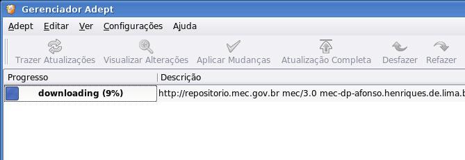 Lembre: Além de instalar o Adept permite remover ou atualizar