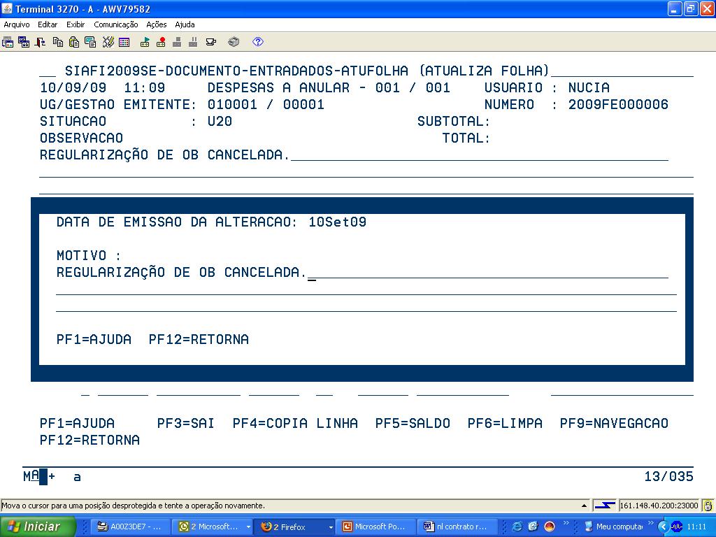 Regularização de OB