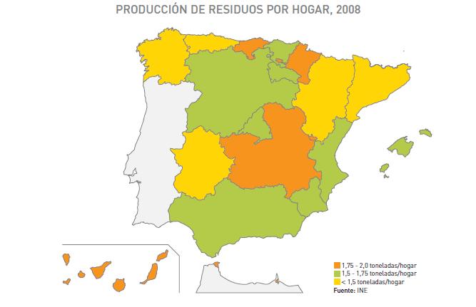 No cadro anterior, podemos ver que a cantidade de residuos urbanos xerada en España aumentou enormemente nos últimos anos, achegándose perigosamente á taxa de xeración europea.