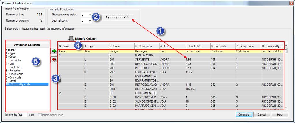 Selecciona-se o ficheiro com os dados e depois de cliquecar no Start Import, selecciona-se a folha do ficheiro Excel com os Recursos.